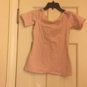 Pink lace neck shirt
